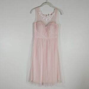 Jenny Yoo Pale Pink Chloe Dress Tulle Lace Fitted Bodice SZ4 Wedding Semi Formal